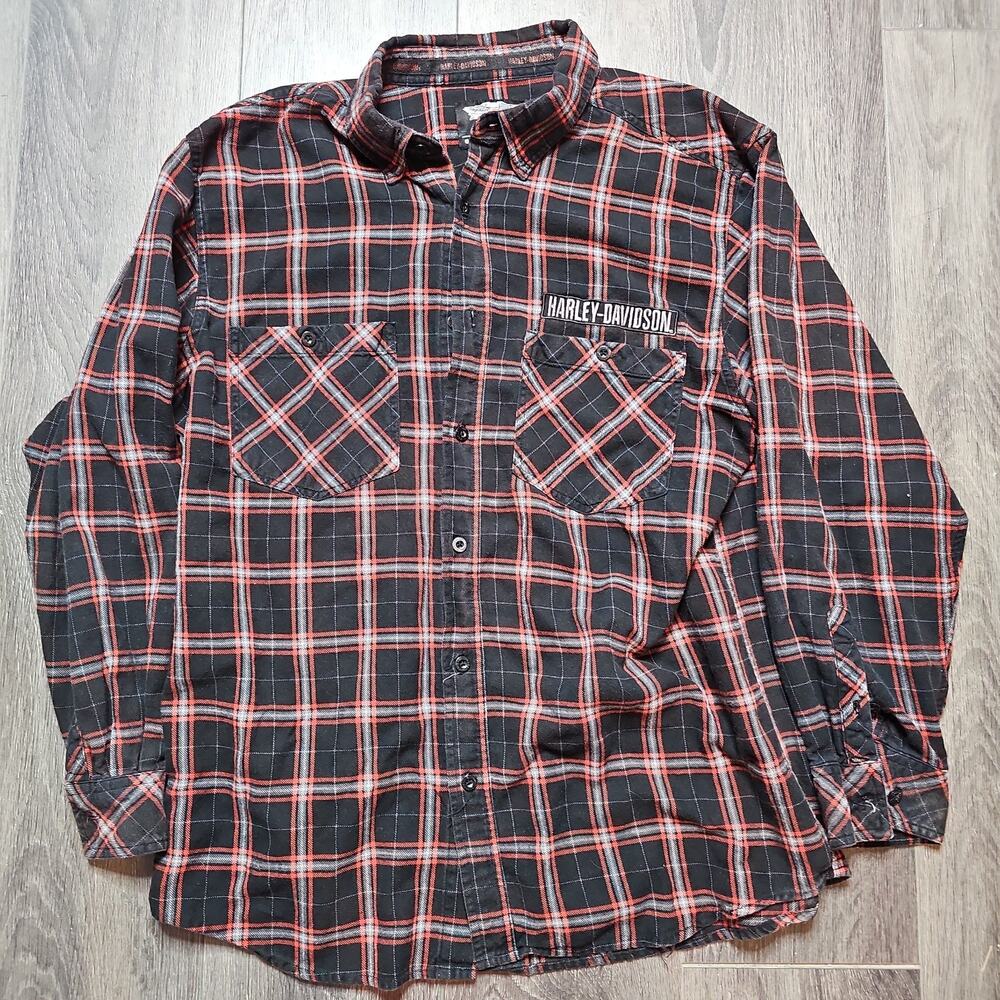 Harley-Davidson Men's Long Sleeve Flannel, Embromknj, Size XL